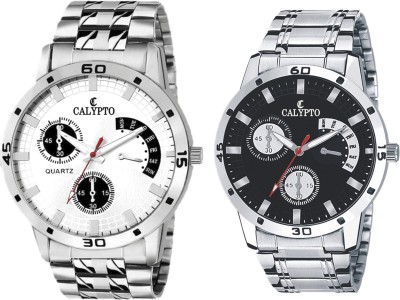 CALYPTO Combo of 2 Silver Color Chain with Black & White Color...