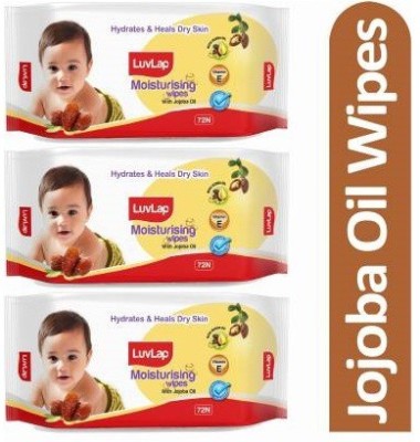 LuvLap Baby Moisturising Wipes with Jojoba Oil, 72 wipes/pack(3 Wipes)