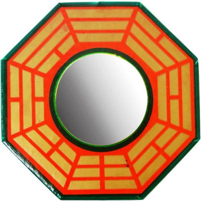 Takshila Gems Fengshui Vastu Hanging Convex Mirror Bagua Mirror for Positive Energy and Evil Eye for Wall and Door Hanging Pakua Mirror Wooden Yantra(Pack of 1)