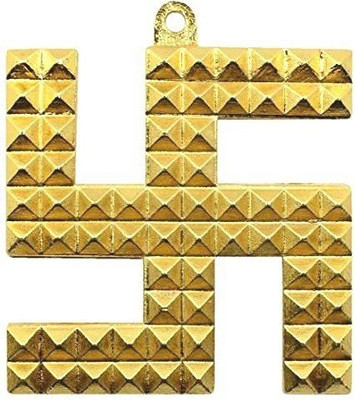 Takshila Gems Vastu Hanging Swastik Pyramid Engraved Metal Swastika for Home and Office Temple and Wall Hanging Brass Yantra(Pack of 1)