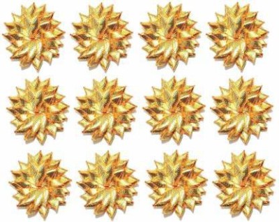 Priscilla Gota Patti Flowers Appliques Patches for Embroidery Decoration and Craft Making(Gold Color,10 Pieces)
