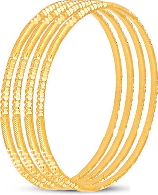 DIMIKI Copper Pearl Gold-plated Bangle Set(Pack of 4)