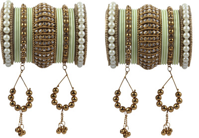 Shiv_Jewels Alloy Pearl Gold-plated Bangle(Pack of 32)