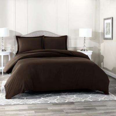 BEVI 300 TC Microfiber Double Solid Flat Bedsheet(Pack of 1, Dark Brown)