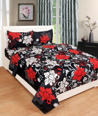 Twinkle Star's 144 TC Polycotton Double Floral Flat Bedsheet(Pack of 1, Multicolor)