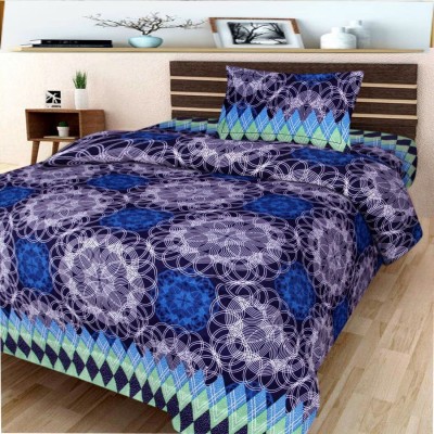 Bhagwati Handloom 185 TC Cotton Single 3D Printed Flat Bedsheet(Pack of 1, Blue)