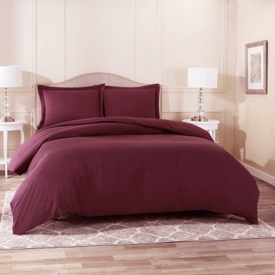 BEVI 300 TC Microfiber Double Solid Flat Bedsheet(Pack of 1, wine)