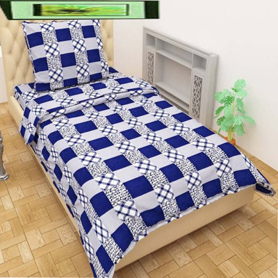 Bedi Handloom 180 TC Polycotton Single 3D Printed Flat Bedsheet(Pack of 1, Navy Blue)