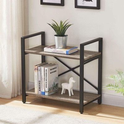 PRITI Small Bookshelf for Small Space Engineered Wood Open Book Shelf(Finish Color - Brown, Pre-assembled)