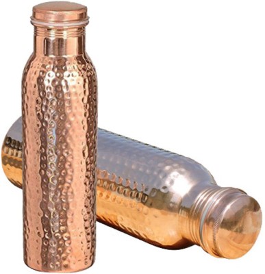 KUBER INDUSTRIES Hammered Lacqour Coated Leak Proof Pure Copper Bottle Set of 2 Pcs 1000 ML Handmade, Ayurveda and Yoga Bottle with Medicinal Benefits-Copper115 1000 ml Bottle(Pack of 2, Brown, Copper)