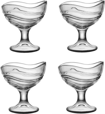 Massive Reckon Glass Dessert Bowl Ice Cream Cocktail Glass, Ice Cream Dessert Bowl, 160 ML Design Retro Crystal Glass Cup, Used for Juice Salad Milkshake 4 pcs(Pack of 4, Clear)