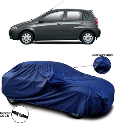 ANTHUB Car Cover For Chevrolet Aveo Uva (With Mirror Pockets)(Blue)