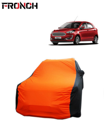 FRONCH Car Cover For Hyundai Elite i20 (With Mirror Pockets)(Orange, Black)