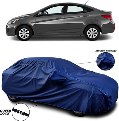 ANTHUB Car Cover For Hyundai Accent (With Mirror Pockets)(Blue)