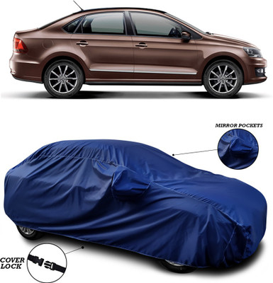 ANTHUB Car Cover For Volkswagen Vento (With Mirror Pockets)(Blue)