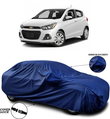 SEBONGO Car Cover For Chevrolet Spark (With Mirror Pockets)(Blue)