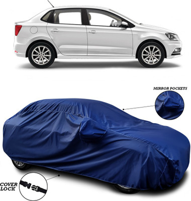 ANTHUB Car Cover For Volkswagen Ameo (With Mirror Pockets)(Blue)