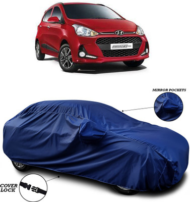 ANTHUB Car Cover For Hyundai Grand i10 (With Mirror Pockets)(Blue)