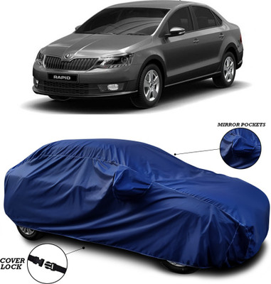 ANTHUB Car Cover For Skoda Rapid (With Mirror Pockets)(Blue)