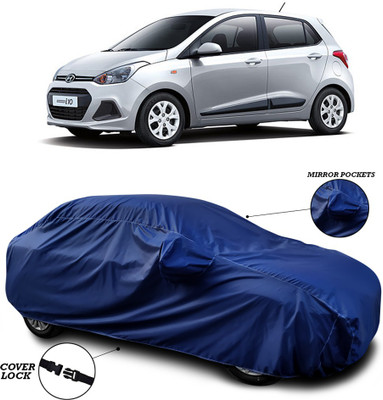 ANTHUB Car Cover For Hyundai i10 (With Mirror Pockets)(Blue)