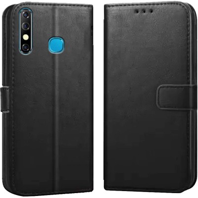 MV Flip Cover for Infinix Hot 8(Black, Cases with Holder, Pack of: 1)