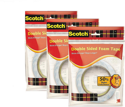 Scotch DOUBLE SIDED FOAM TAPE N/A DOUBLE SIDED TAPE (Manual)(Set of 3, White)