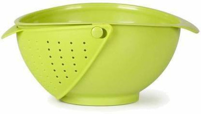 Nurev creation Double Layer Rotating Strainer 2-in-1 Pulses Vegetable Rice Noodles Pasta Washin Colander(Green Pack of 1)