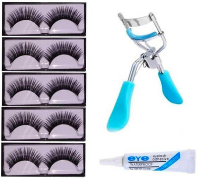 Plethora 5 Pcs High Quality Eyelashes With Eye Glue And Curler(7 Items in the set)