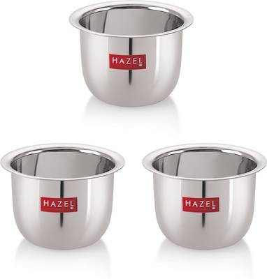 HAZEL Pack of 3 Stainless Steel Stainless Steel Tea Glasses Large Traditional Design Coffee Milk Serving Glass Patra Pela Set of 3, 10 cm, 200 ML, Silver  (Silver)