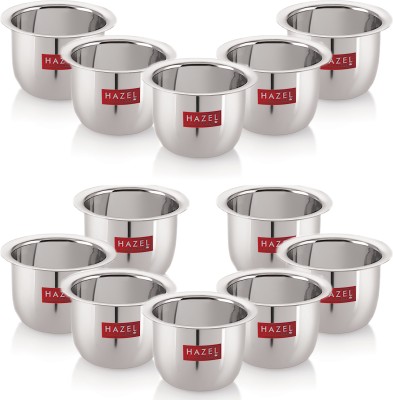 HAZEL Pack of 12 Stainless Steel Stainless Steel Tea Glasses Mini Traditional Design Coffee Milk Serving Glass Patra Pela Set of 12, 9 cm, 100 ML, Silver(Silver, Cup Set)