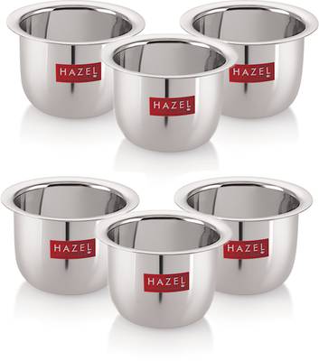 HAZEL Pack of 6 Stainless Steel Stainless Steel Tea Glasses Large Traditional Design Coffee Milk Serving Glass Patra Pela Set of 6, 10 cm, 200 ML, Silver