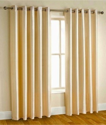 N2C Home 152 cm (5 ft) Polyester Semi Transparent Window Curtain (Pack Of 2)(Solid, Cream)