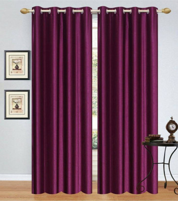 N2C Home 152 cm (5 ft) Polyester Semi Transparent Window Curtain (Pack Of 2)(Solid, Wine)
