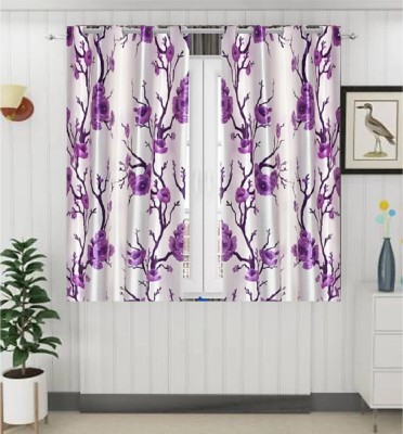 Flipkart SmartBuy 153 cm (5 ft) Polyester Blackout Window Curtain (Pack Of 2)(Printed, Purple)