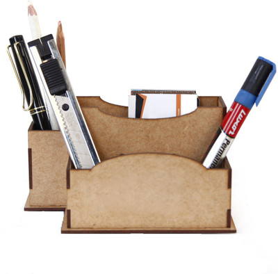 Nexat 5 Compartments Wood Pen / Pencil Stand for Multipurpose Desk Organiser(Brown)
