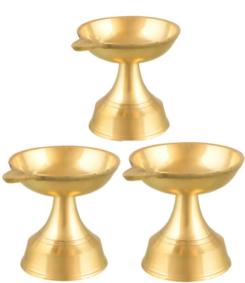 Magic's Max Brass (Pack of 3) Table Diya Set(Height: 3 inch)