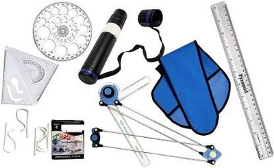 Antiquity Mini Drafter Combo 1 – for Engineering Drawing – for Students, Architect, Artist – Contains Minidrafter, Sheet Container Tube, Scale, Procircle, Set Square & Board Clips (Combo 1) Drafting Compass Set (Number of 8) Drafting Kit(Pack of 8)