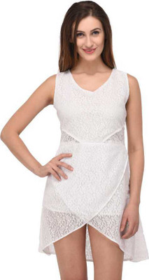 ADDICTED ATTIRE Women A-line White Mini/Short Dress