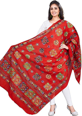 archana fashion club Pure Cotton Embroidered, Embellished Women Dupatta