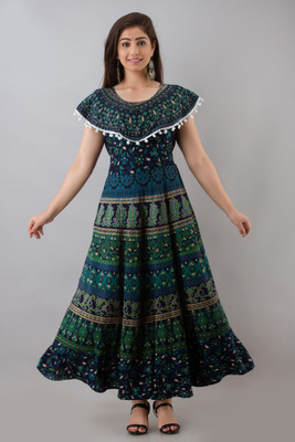 Parii Fashion Jaipur Flared/A-line Gown(Blue)