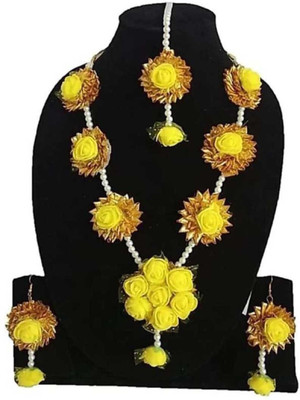 Rozec Fabric, Paper Yellow Jewellery Set(Pack of 1)