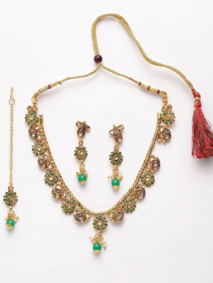JEWELS GURU Alloy Gold-plated Green Jewellery Set(Pack of 1)