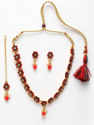 Styylo Jewels Alloy Gold-plated Red Jewellery Set(Pack of 1)