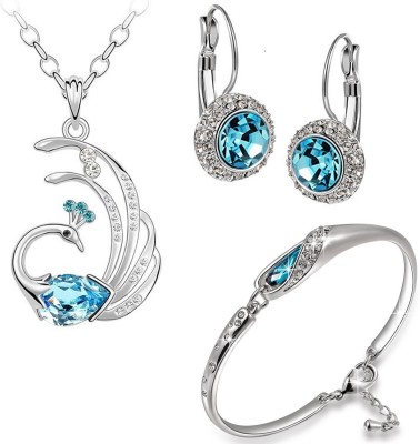 Om Jewells Alloy Rhodium Blue Jewellery Set(Pack of 1)
