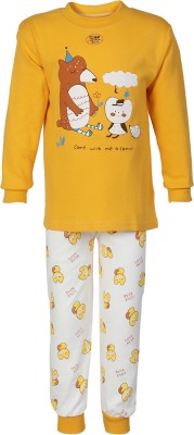 PASSION PETALS Kids Nightwear Girls Printed Cotton Blend(Yellow Pack of 1)