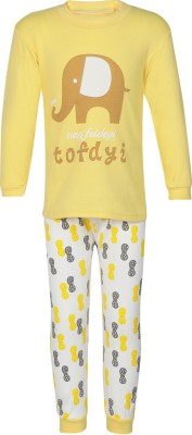 PASSION PETALS Kids Nightwear Girls Printed Cotton Blend(Yellow Pack of 1)