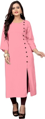 QUEEN FASHION Women Solid A-line Kurta(Pink)