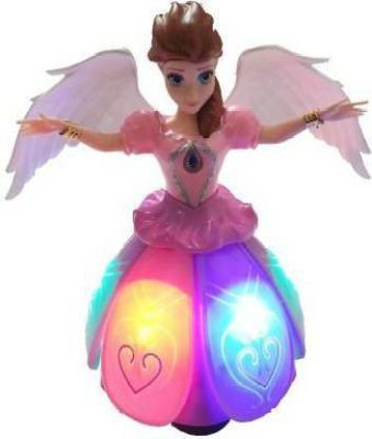 Tenmar Musical Angel Princess Toy Doll 360° Rotation Feature & 3D LED Lights-734(Multicolor)