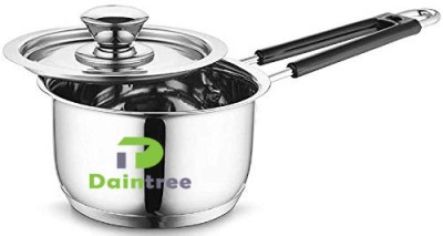 Daintree Stainless Steel Flat Bottom induction baseTea Tope Saucepan Plain Milk Container with Lid and Handle (1100 ml, Silver) Sauce Pan 16 cm diameter with Lid 1.1 L capacity(Stainless Steel, Induction Bottom)