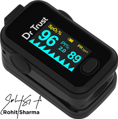 Dr Trust (USA) Signature Series FingerTip with AUDIO VISUAL ALARM water resistant ( Midnight Black) Pulse Oximeter(Black)